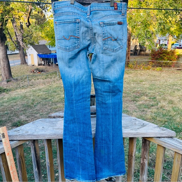 7 For All Mankind Low Rise‎ Jeans Women Size 28 Blue Cotton Distressed - Picture 2 of 12